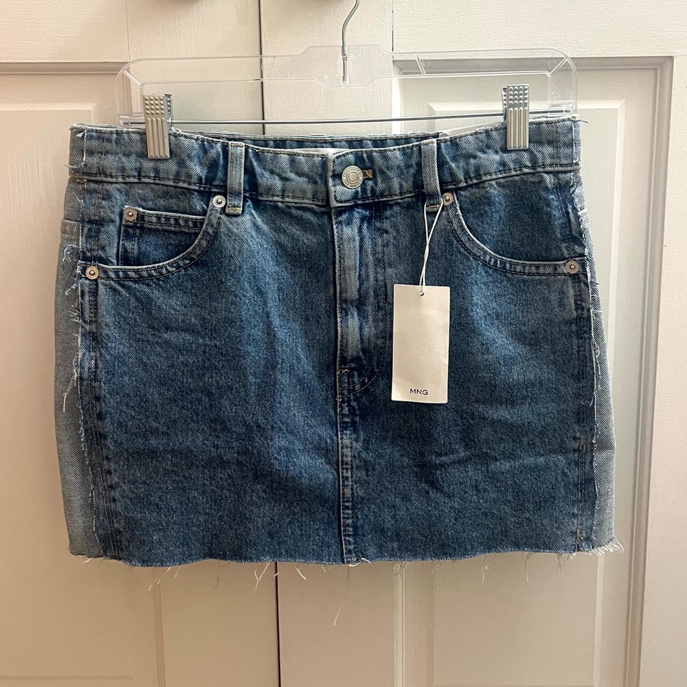 NWT MANGO Two Tone Denim MiniSkirt